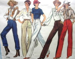 1700 1970S SLIM TUCK PANTS ROLLED UP OR NOT PATTERN 25 or 24''WST